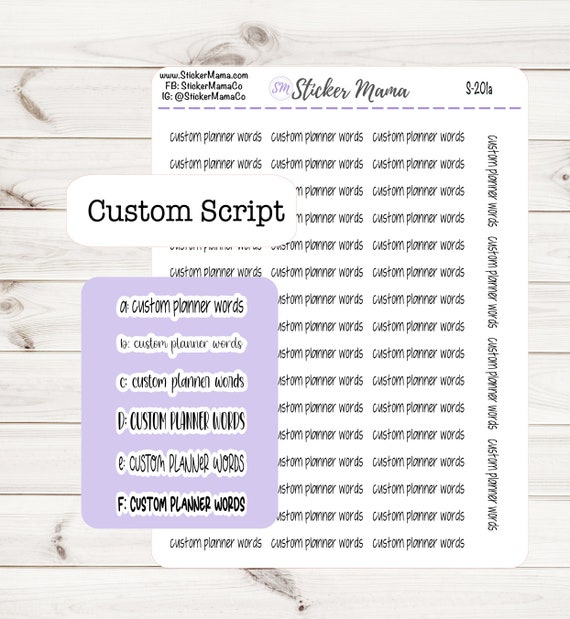 CUSTOM SCRIPT Stickers for planning  || S-201 || Script Font Planner Stickers ||