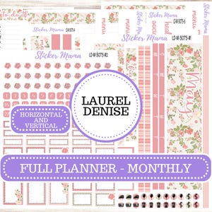 LAUREL DENISE PLANNER Monthly Kit #3075 || Laurel Denise Kit || Ld Stickers || Laurel Denise Horizontal Vertical || Shabby Chic Roses