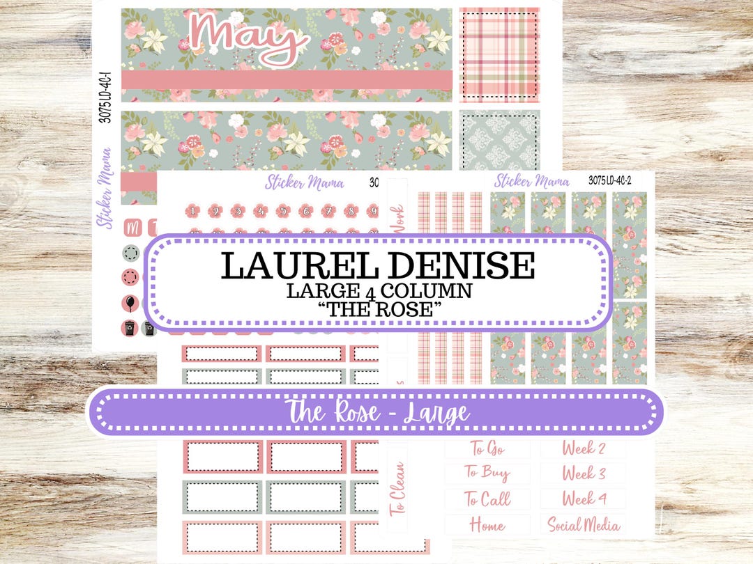 Laurel Denise Large Rose Planner Sticker Kit | 4-COLUMN (formerly ...