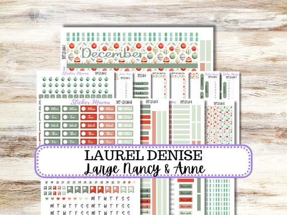 Laurel Denise Large Nancy & Anne Planner Sticker Kit 3117 | December Jolly Jewels | redesigned 9-26