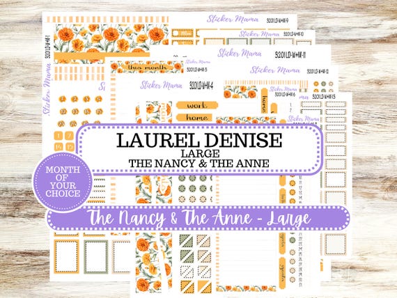 Laurel Denise Large Nancy & Anne Planner Sticker Kit | Vertical Horizontal Week + Month | Month of your Choice 3201 Fall Colors | 5-26