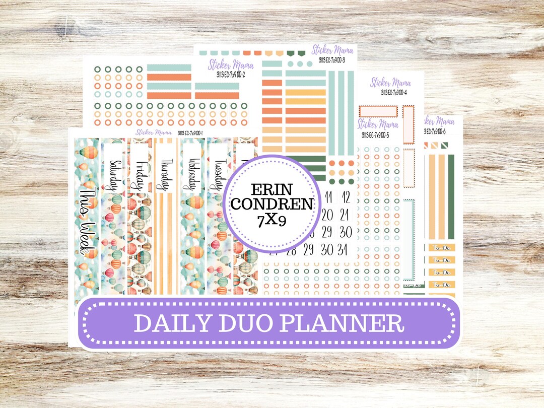Erin Condren Daily Duo Planner Sticker Kit | DD-3113 Sky High June - Etsy