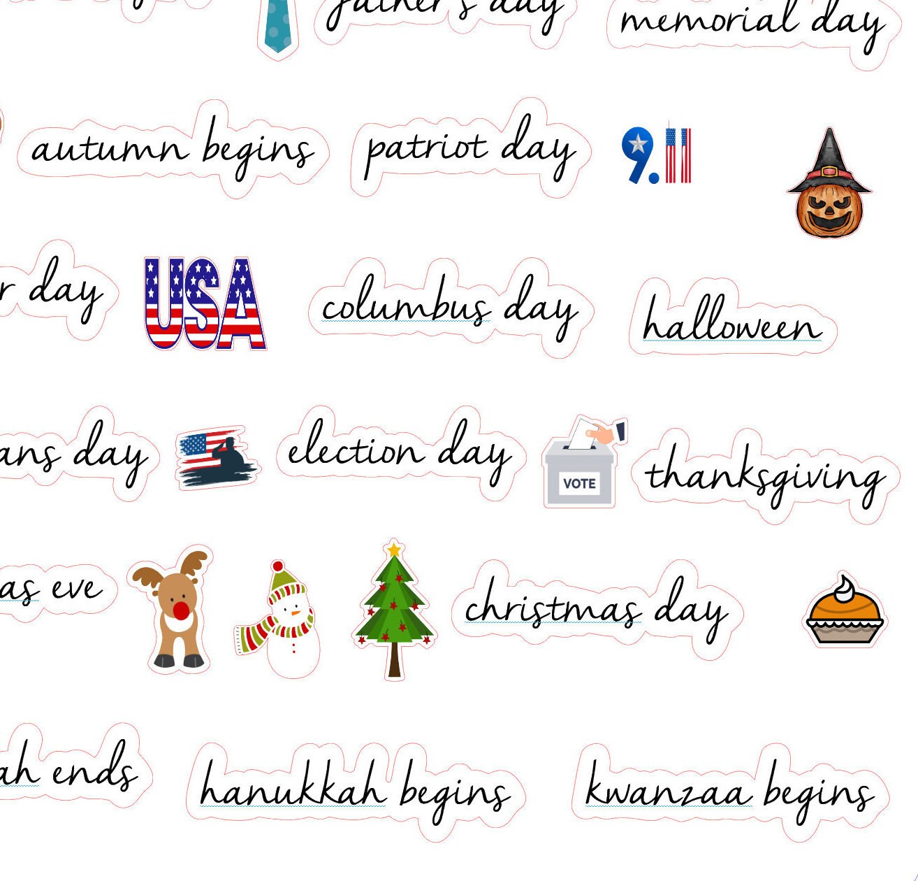 HOLIDAY STICKERS I106 Holiday Planner Sticker Icon Planner Etsy