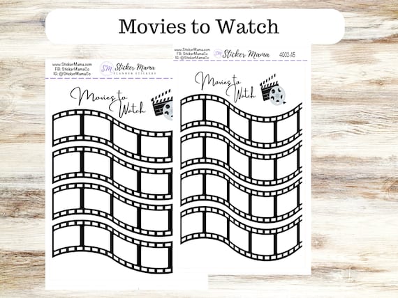 MOVIE TRACKER 4002 - A5 or 7x9 Movie Planner Stickers - Movie Tracker Sticker - Movie Log Sticker