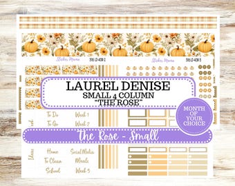 Laurel Denise Small Rose Planner Sticker Kit | 4 Column Mini | Project Mini  | Month of your Choice Fall | 3116 Pumpkin Spice