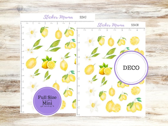 DECO-3034 || Watercolor Lemons Deco || PLANNER STICKERS || Lemon Stickers || Lemon Deco