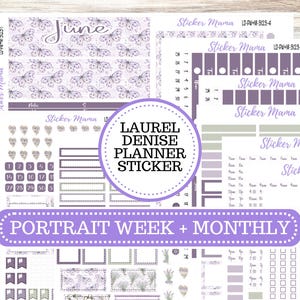 LAUREL DENISE PORTRAIT Week + Month Planner Kit|| Planner Kit #3123 || Lavender Lust || Laurel Denise Sticker Kit ||  April 25