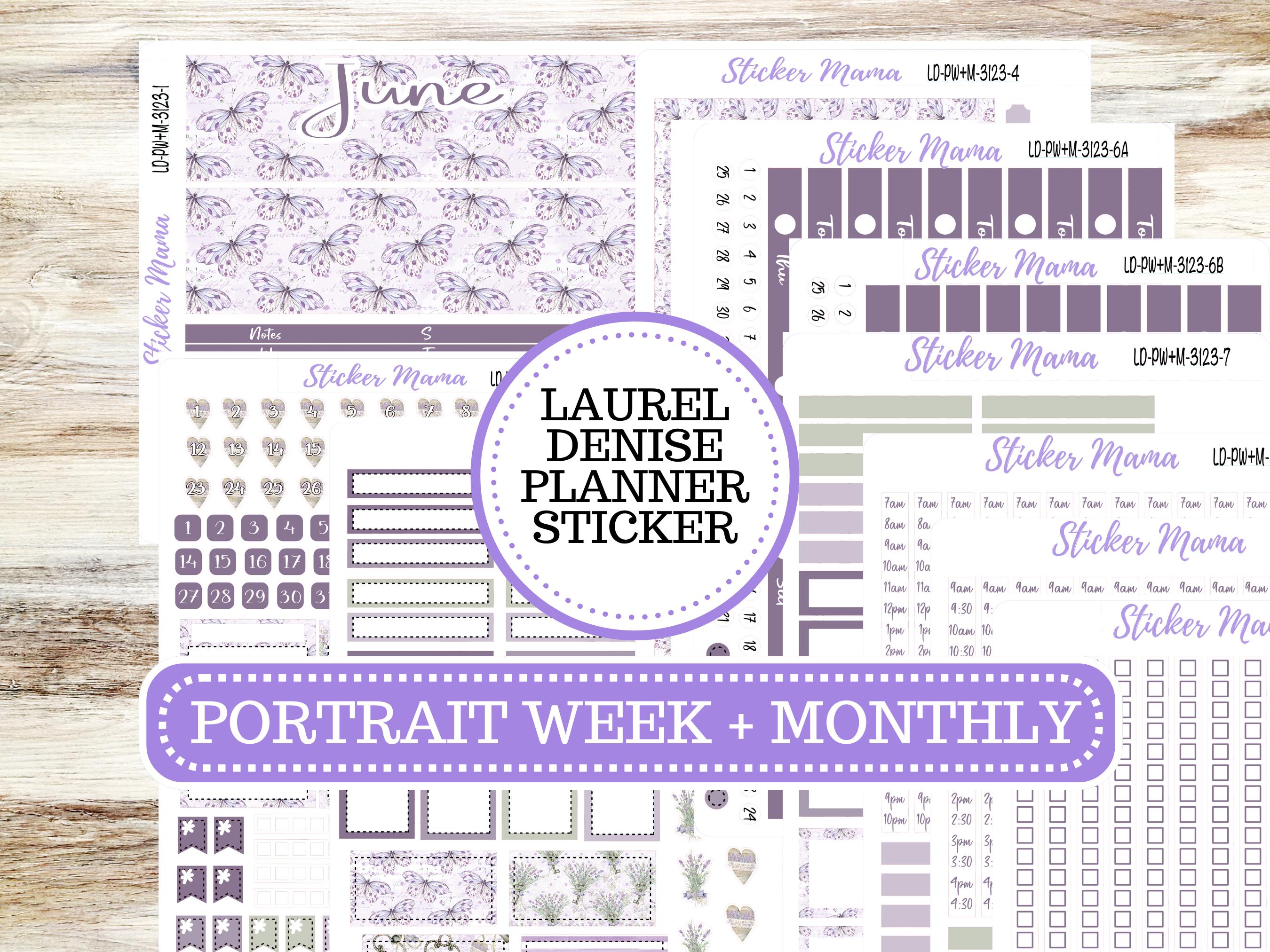LAUREL DENISE PORTRAIT Week + Month Planner Kit|| Planner Kit #3123 || Lavender Lust || Laurel Denise Sticker Kit ||  April 25