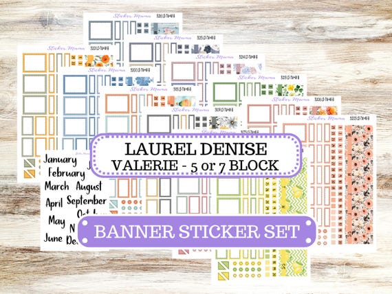Banner Set | Laurel Denise Valerie Planner Sticker Set | Monthly Header Kit