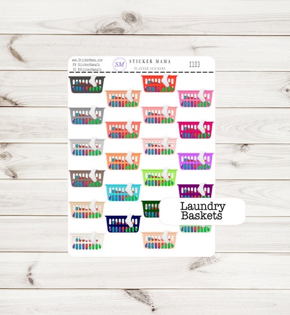 LAUNDRY BASKETS STICKERS I103 Stickers for Laundry Stickers Planner Stickers Eclp Hourly Planner Laundry Baskets Stickers Stickers
