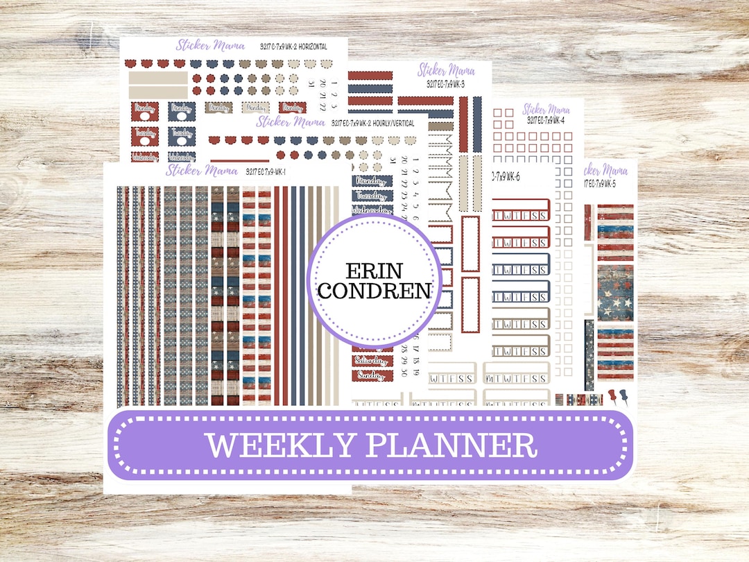 Erin Condren Weekly Planner Kit | Vertical & Hourly Stickers | WK-3217 ...