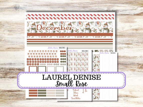 Laurel Denise Small Rose Planner Sticker Kit 3210 | 4 Column Mini | December Frosty Friend | Redesigned 9-26