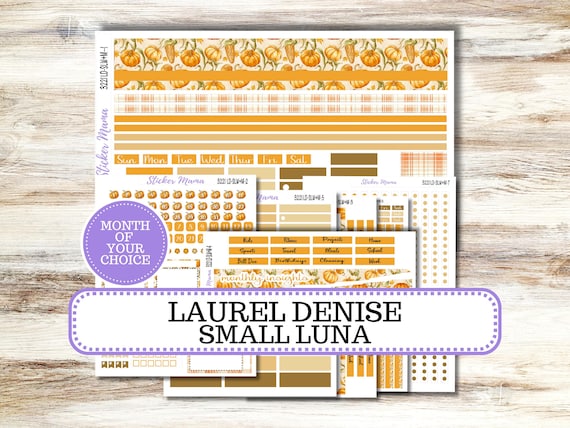 Laurel Denise Small Luna Planner Sticker Kit | Luna Weekly + Monthly | Choose your month | #3221 Pumpkin & Cornstalks | 8-26