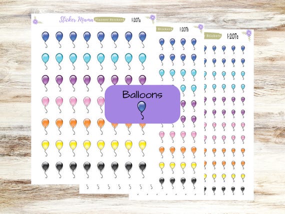 BALLOON PLANNER Stickers I-207 || Balloon Stickers || Stickers for Parties