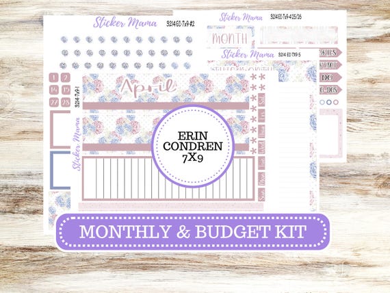 ERIN CONDREN Monthly Kit-3214 || 7X9 || Peony Palace - 7x9 ec April Monthly Kit -  Monthly Planner Kits -  Monthly Pages || 12-25