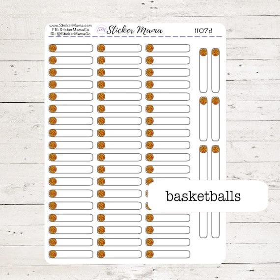 SS-1107d - DOODLE BASKETBALL Planner Label Stickers  - Basketball Stickers - Basketball Games - Basketball Practice