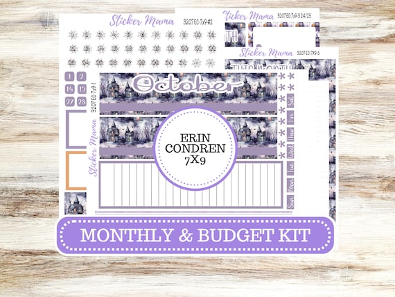 ERIN CONDREN Monthly Kit-3207 || 7X9 || Haunted Haven - 7x9 ec October Monthly Kit - October Monthly Planner Kits -  Monthly Pages