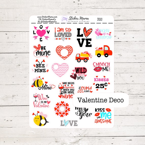 VALENTINES STICKERS D1001 deco stickers valentines planner sticker sticker planner deco sticker planner stickers Erin Condren stickers