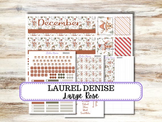 Laurel Denise Large Rose Planner Sticker Kit 3210 | December Frosty Friends | Redesigned 9-26