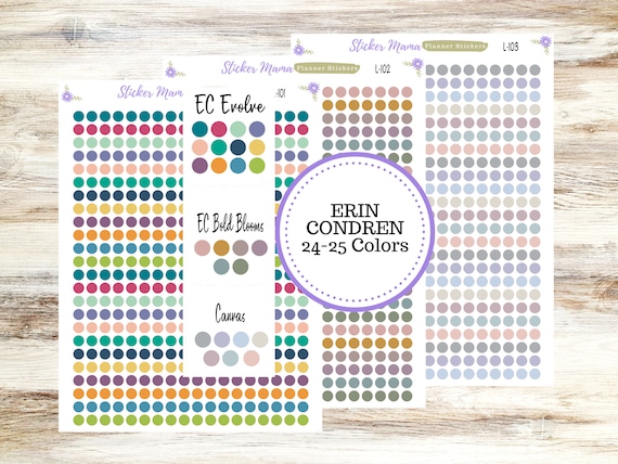 EC COLOR CIRCLES || Erin Condren Dots || 2024-2025 Colors || Evolve, Bold Blooms, Canvas