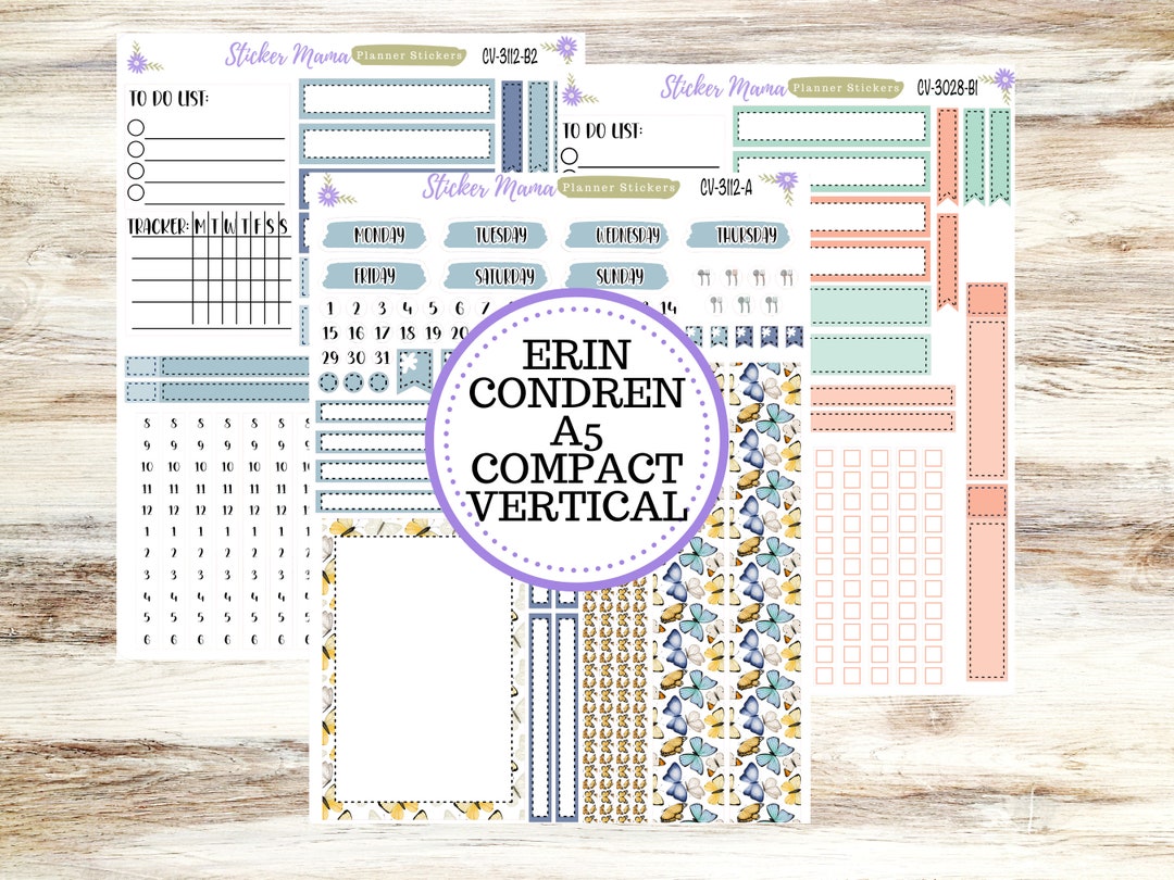 ERIN CONDREN A5 Compact Vertical Kit- #3112 || Spring Butterfly Kit ...