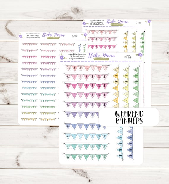 WEEKEND BANNER STICKERS D1019 || Weekend Planner Stickers || Banner Stickers