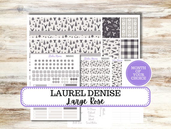 Laurel Denise Large Rose Planner Sticker Kit | 3225 Sleek Season | Redesigned 9-26 | Choose your own month