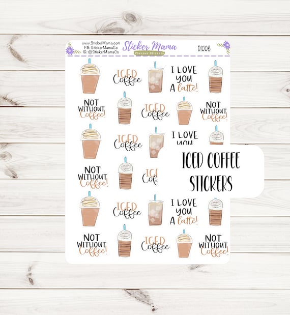 DECO-1006 || ICED COFFEE Planner Stickers - Coffee Stickers - Coffee Lover - Stickers for Coffee Lovers