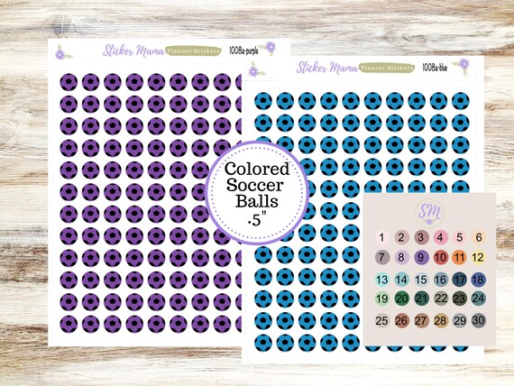 Soccer Ball Planner Stickers, Colorful Sports Stickers || 1008a