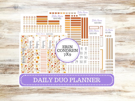 Erin Condren Daily Duo Planner Sticker Kit | 3223 Fall Pressed Flowers November
