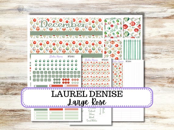 Laurel Denise Large Rose Planner Sticker Kit 3117 | December Jolly Jewels | Redesigned 9-26
