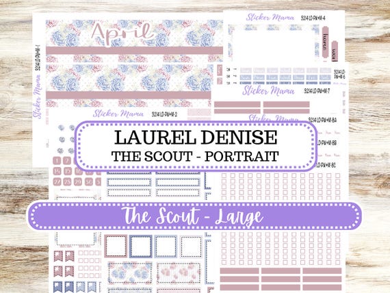 Laurel Denise Large Scout Planner Sticker Kit | Portrait Weekly + Monthly | April Peony Palace #3214 | 12-25
