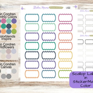 EC  SCALLOP Stickers  || .88&quot; x 1.5&quot; || ec inspire || ec wildflower || ec canvas sticker
