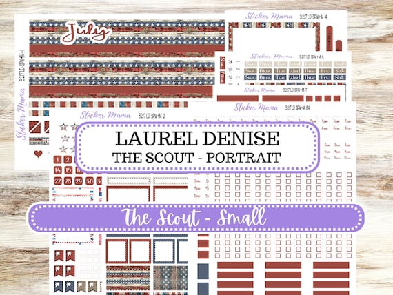Laurel Denise Small Scout Planner Sticker Kit | Portrait Weekly + Monthly | July Old Glory 3217 | 4-26