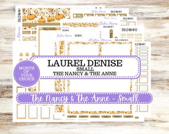 Laurel Denise Small Anne and Nancy Planner Sticker Kit | Small Week + Month | Choose your own Month 3116 Pumpkin Spice | 7-26
