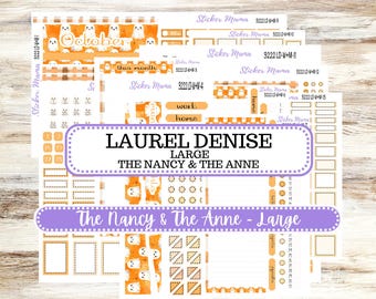Laurel Denise Large Nancy & Large Anne Planner Sticker Kit | Vertical Horizontal Week + Month | October Cozy Ghost 3222 | 7-26
