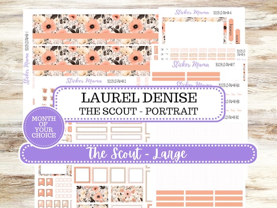 Laurel Denise Large Scout Planner Sticker Kit | Portrait Weekly + Monthly |  Month of your Choice Chic Roses 3203 | 4-26