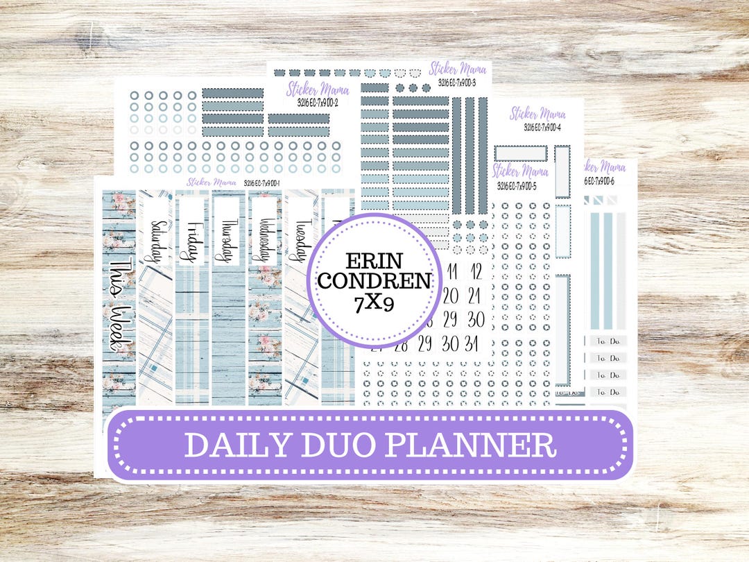 Erin Condren Daily Duo Planner Sticker Kit | DD-3216 Shabby Chic - Etsy