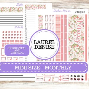 LAUREL DENISE MINI Monthly Planner Kit #3075  || Laurel Denise Kit || Laurel Denise Stickers || Horizontal Vertical || Shabby Chic Roses