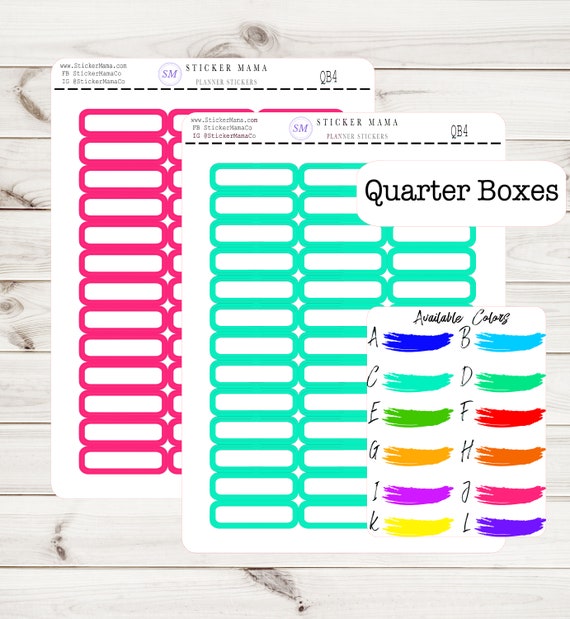 QUARTER BOX STICKERS .4" x 1.5" quarter box labels quarter planner box ec planner stickers deluxe sticker kit full planner boxes