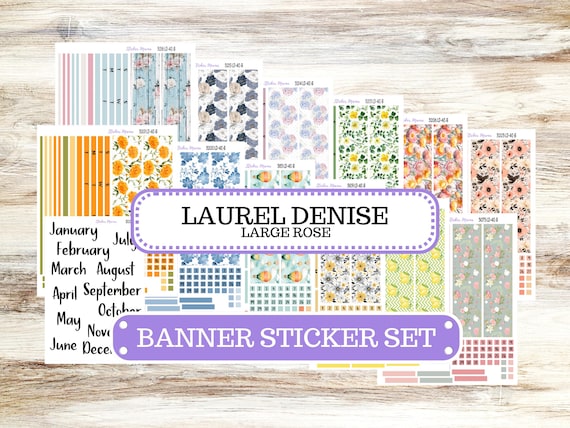 Laurel Denise Large Rose Banner Set | 4 Column | Monthly Header Kit
