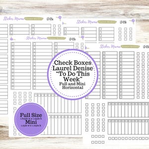 CHECKBOXES LAUREL DENISE Planner ld-105 - &quot;to do this week&quot; columns - Full and mini size
