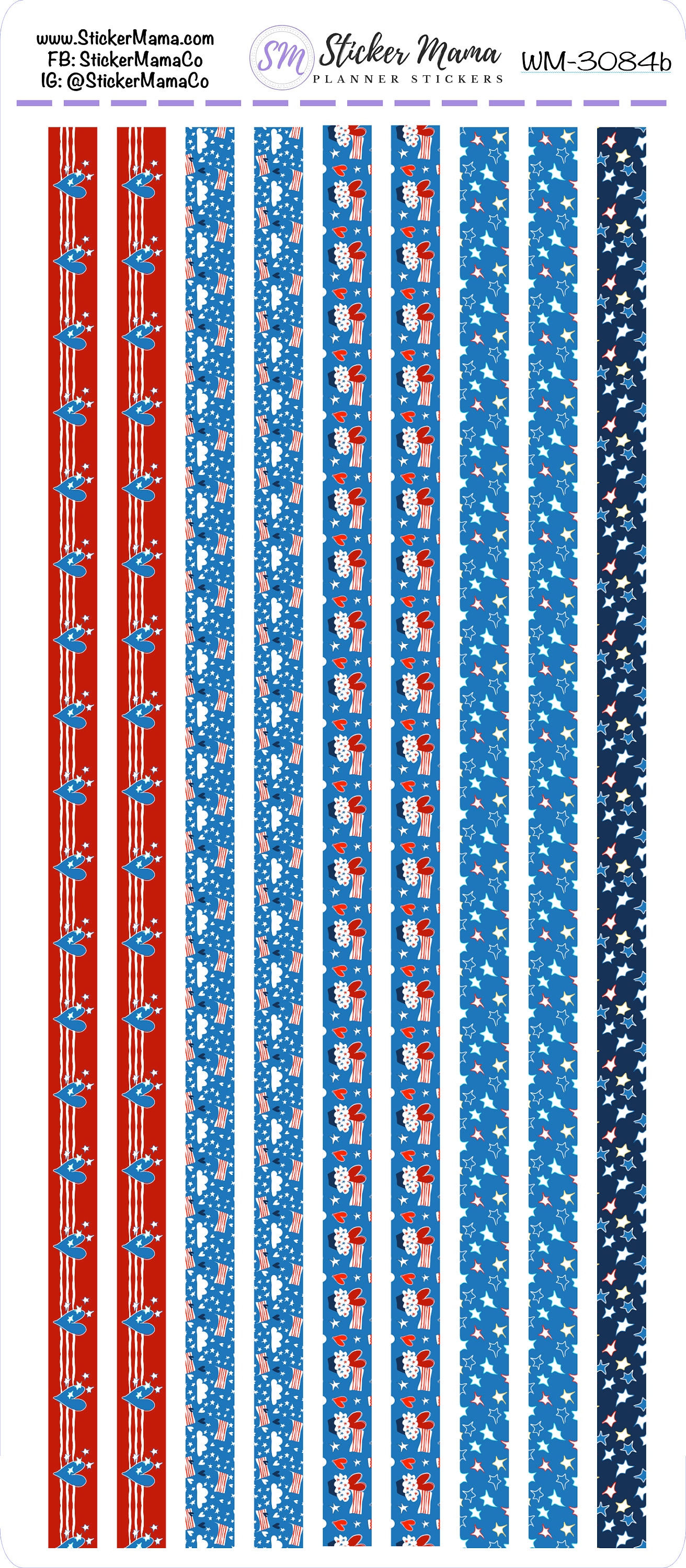 HS605 4th of July Collection Washi and Bottom Washi Planner Stickers HS605 4th of July Collection Washi and Bottom Washi Planner Stickers