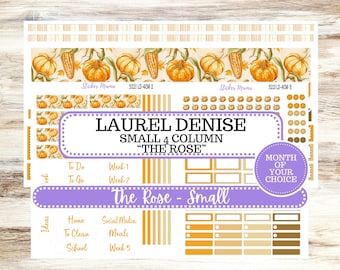 Laurel Denise Small Rose Planner Sticker Kit | 4 Column Mini | Project Mini  | Month of your Choice Fall | 3221 Pumpkins & Cornstalks