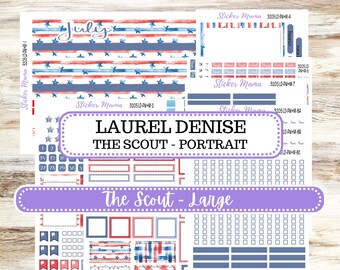 Laurel Denise Large Scout Planner Sticker Kit | Portrait Weekly + Monthly | July Patriotic Festivities 3205 | 4-26
