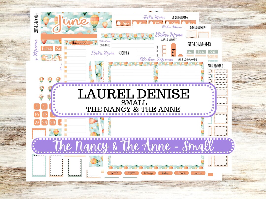 Laurel Denise Small Anne and Nancy Planner Sticker Kit | June Hot Air ...