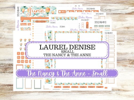 Laurel Denise Small Anne and Nancy Planner Sticker Kit | June Hot Air Balloons #3113 | 3-26