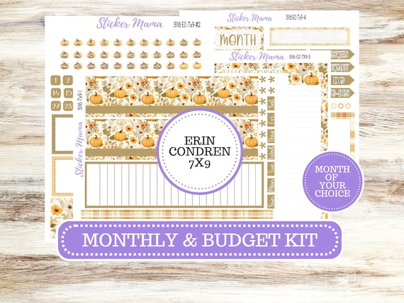 Erin Condren Monthly Kit 7X9 | 3116 Pumpkin Spice | Undated Choose Your Month | Fall