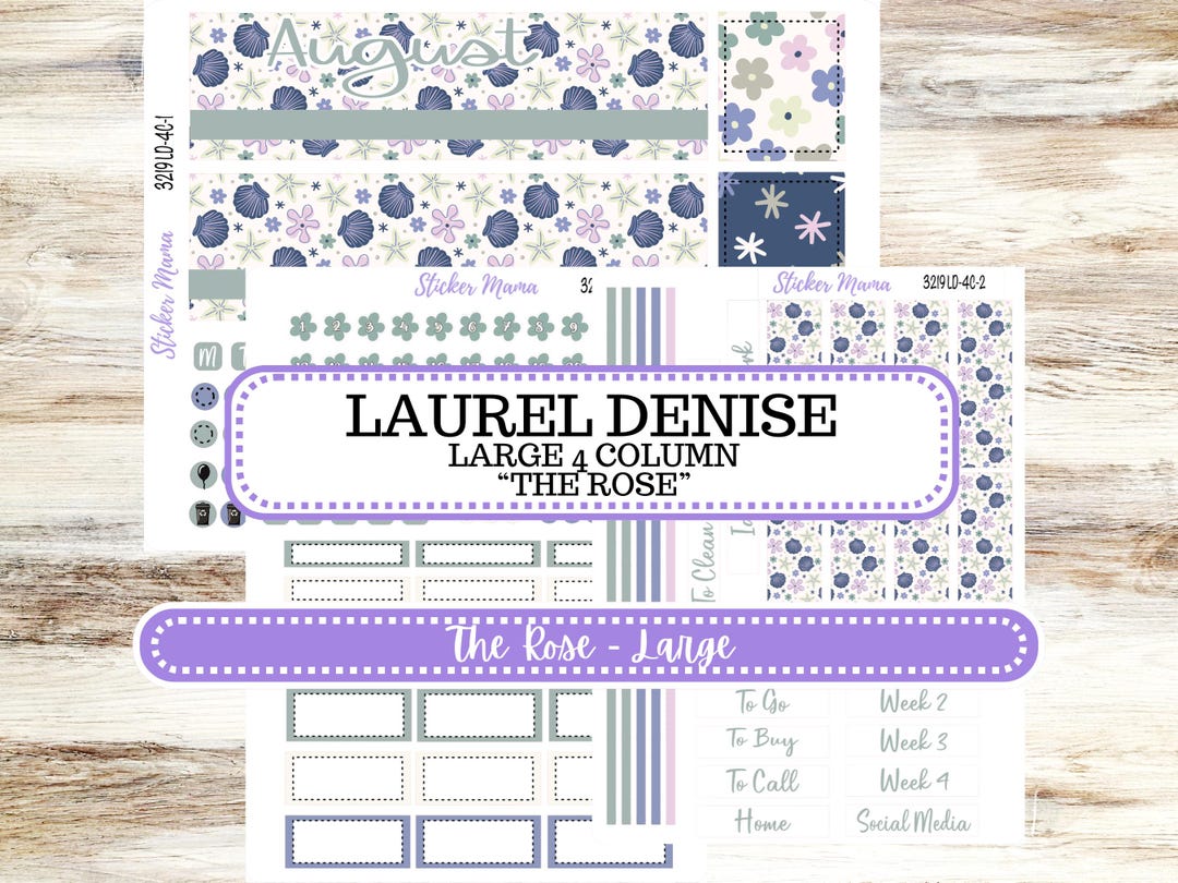 Laurel Denise Large Rose Planner Sticker Kit | 4-COLUMN | August ...