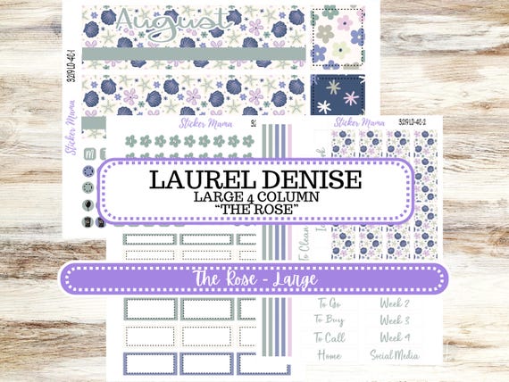 Laurel Denise Large Rose Planner Sticker Kit | 4-COLUMN | August Tropical Trinkets 3219 | 5-26